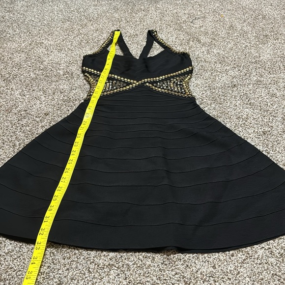 HERVE LEGER Women's Ayia Studded Mini Dress Size XS in Black - Picture 3 of 11